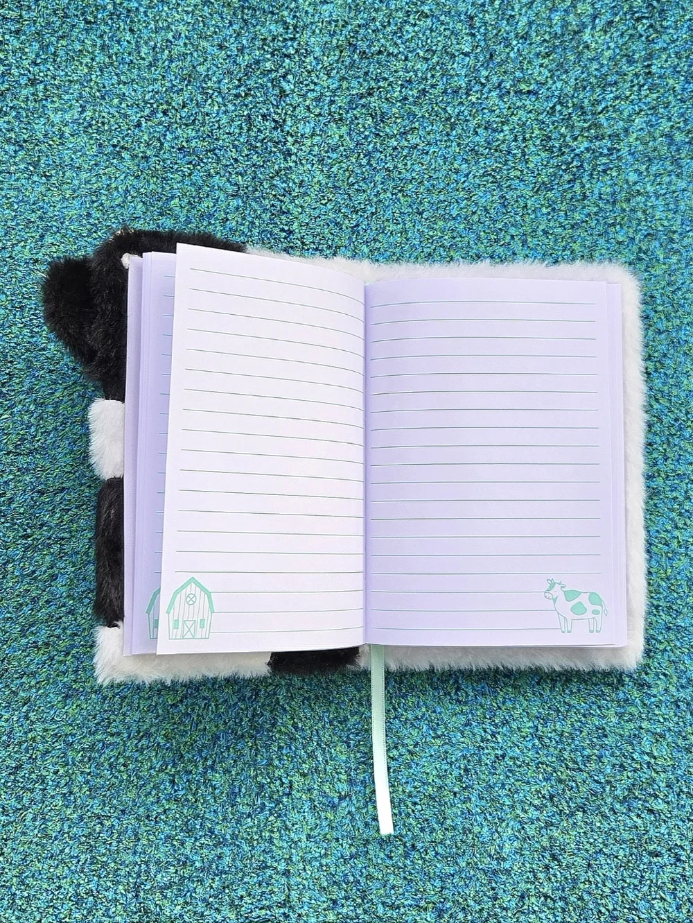 Cow Faux Fur Covered Lined Notebook - 80 Pages - 6" x 7 3/4" - Picture 2 of 2